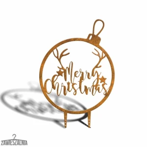 Zawieszalnia – puutarhakoriste Joulupallo Merry Christmas XL 77 cm corten-teräksestä