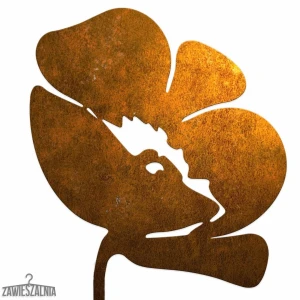 Puutarhakoriste Biżuteria Ogrodowa – dekoratiivinen unikko corten-teräksestä XL 14×96 cm