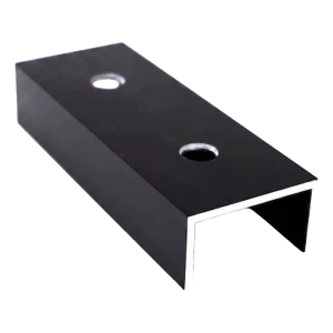 PV-asennusprofiilin liitin, alumiini, anodisoitu musta, 120 mm, U-profiili 25×45