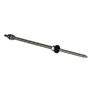 Kaksoiskierretanko M10×300 mm A2 PV-sovittimille ja kolmioille EPDM-tiivisteellä