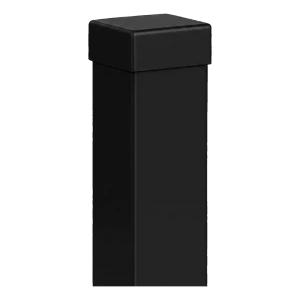 Teräksinen aitapylväs 80×80 mm, musta RAL 9005 – 2,0 m, suojatulpalla