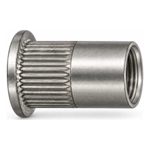 Ruostumaton A4 Niittimutteri M8×16 mm – litteä kanta, rimoitettu varsi – laatikko 250 kpl