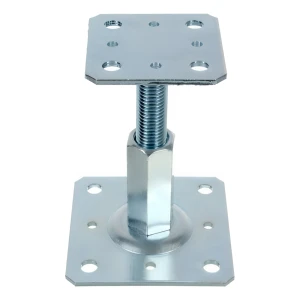 Säädettävä pilarikenkä 110×80 mm, M20-kierre – korkeus 90–150 mm, sinkitty