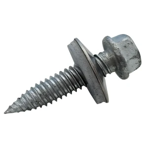 Ruostumaton bimetallinen peltiruuvi 6,0×25 mm aluslevyllä – PV- ja teräsrakenteiden asennukseen