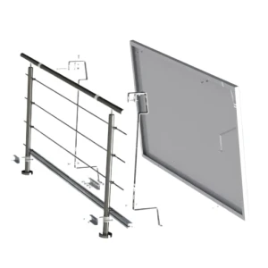 Aurinkopaneelien asennussarja Balus 1 parvekekaidetta varten ruostumaton teräs H17 alumiini 6060 max 1052mm