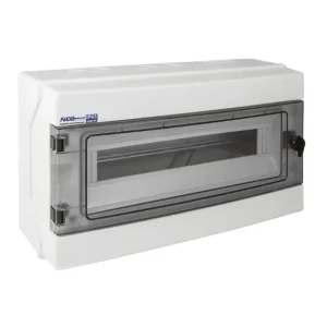 Hermeettinen jakokaappi RH-18 1000V DC 1x18 moduulia pinta-asennus IP65 IK07 läpinäkyvät ovet ABS 435x260x138mm