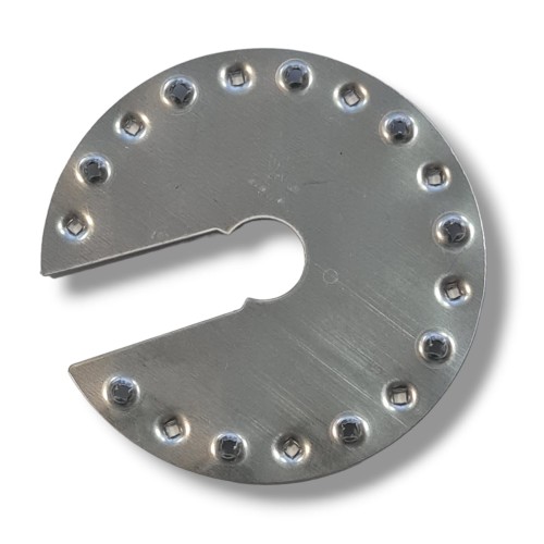 Maadoitusaluslevyvaihtoehto IV pyöreä, jossa on Ø45mm:n leikkaus. PV-20-04