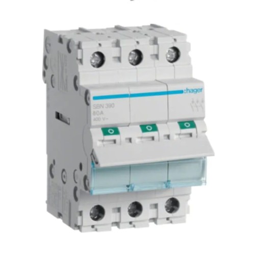 Eristyskytkimen katkaisija 3-vaiheinen 3P 100A 400V AC SBN390 HAGER SBN390 HAGER GPV-401-85