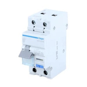 Hager vikavirtasuojakatkaisija ylivirtapiirillä B 16A 1P+N 6kA 30mA AC-tyyppi