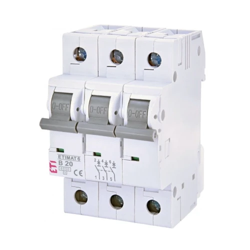 ETI-ylivirtakatkaisija B 20A 3P 6kA GPV-401-102