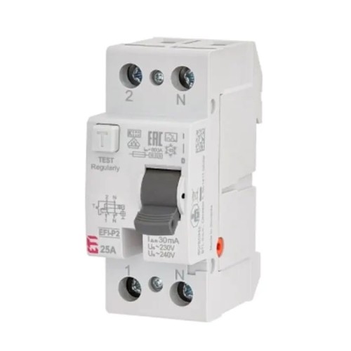 ETI-jäännösvirtakytkin 2P 25A 30mA tyyppi AC GPV-401-104