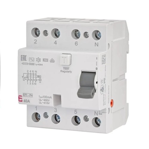 ETI Vikavirtasuojakytkin 4P 40A 100mA AC-tyyppi GPV-401-132
