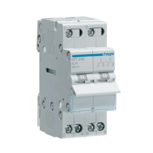 Hager Modulaarinen asennuskytkin I-0-II (1-0-2) Yhteispiste ylhäältä 2P 40A 230V AC