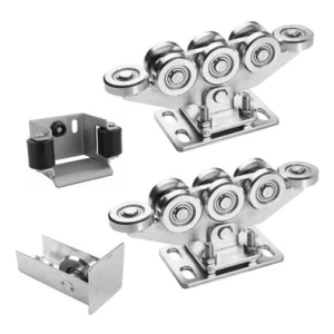 8-pyöräinen vaunupaketti itsekannatteleviin liukuportteihin + KIT-lisätarvikkeet kiskoon 80