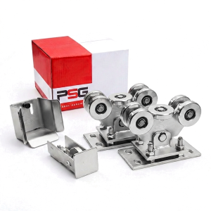 Liukukaitepaketti liukuportille: 2× kärryt (5-rullaiset. metalli) + lisätarvikkeet