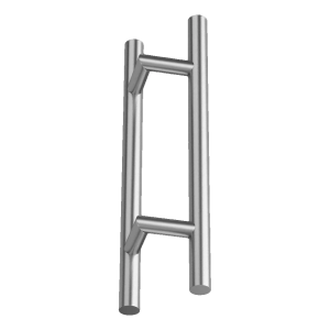 Kaksipuolinen pyöreä ovenkahva AISI 304 satiini – 45° kiinnitys 200×300 mm