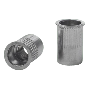 Niittimutteri läpikulkeva M6 A2 AISI 304 – kartiokaulus pienennetty, uritettu