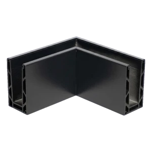 Kozza KE 100 – sisäkulma U-profiili 90° täyslasikaiteiden sisäkäyttöön, tummannharmaa