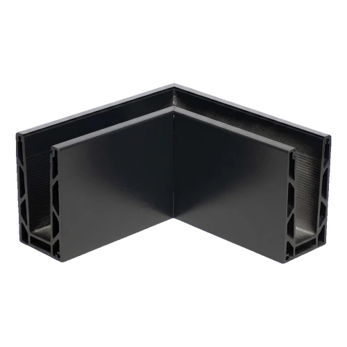 Kozza KE 100 – sisäkulma U-profiili 90° täyslasikaiteiden sisäkäyttöön, tummannharmaa 000-855 (1)