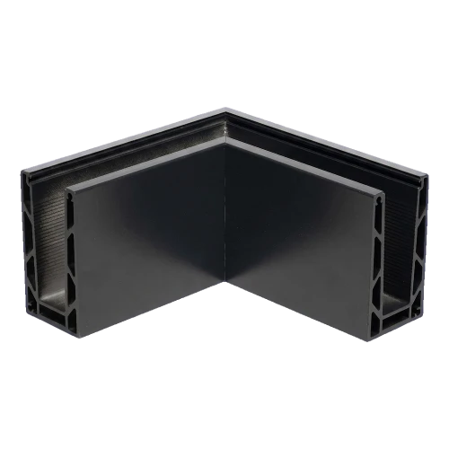 Kozza KE 100 – ulkokulmaprofiili U 90° kokolasikaiteille, tumma harmaa RAL 7021 000-858 (1)