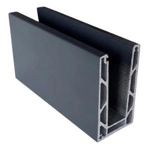 Kozza KE 100 – U-profiili kokonaan lasitetuille kaidevaihtoehdoille 5000 mm tumman harmaa