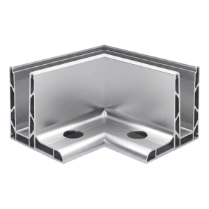 Kozza KE 105 – L-profiili kulma 90° kokolasikaidejärjestelmiin, ulkoinen, pituussuuntainen kiinnitys ylhäältä