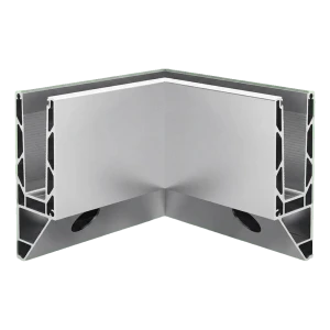 Kozza KE 120 – U-profiili sisänurkkaan 90° täyslasisille kaiteille, sivukiinnitys