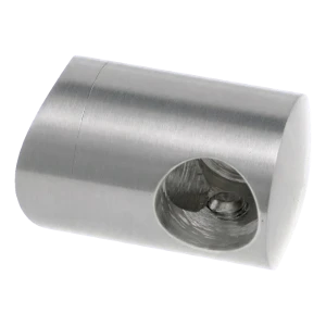 PSG kaiteiden pääteliitin vasen 12 mm tangon kiinnitystä varten 42,4 mm putkeen – ruostumaton teräs AISI 304 satiini