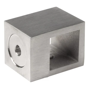 PSG – läpikulkukiinnike kaidejärjestelmään 20×20 mm tangon AISI 304 satiini