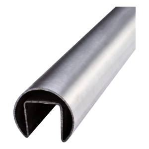 Lasille asentuva kiskokaide ⌀ 42,4 mm AISI 304 satiini – kokonaan lasinen kaide, L=2500 mm