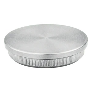 Litteä lyötävä päätehattu kaidekauteen 48,3 mm, ruostumaton teräs AISI 304 satiini