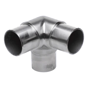 Kulmaliitin kolmihaarainen kaidetelineeseen – putki 42,4x2 mm, ruostumaton teräs AISI 304, satiini